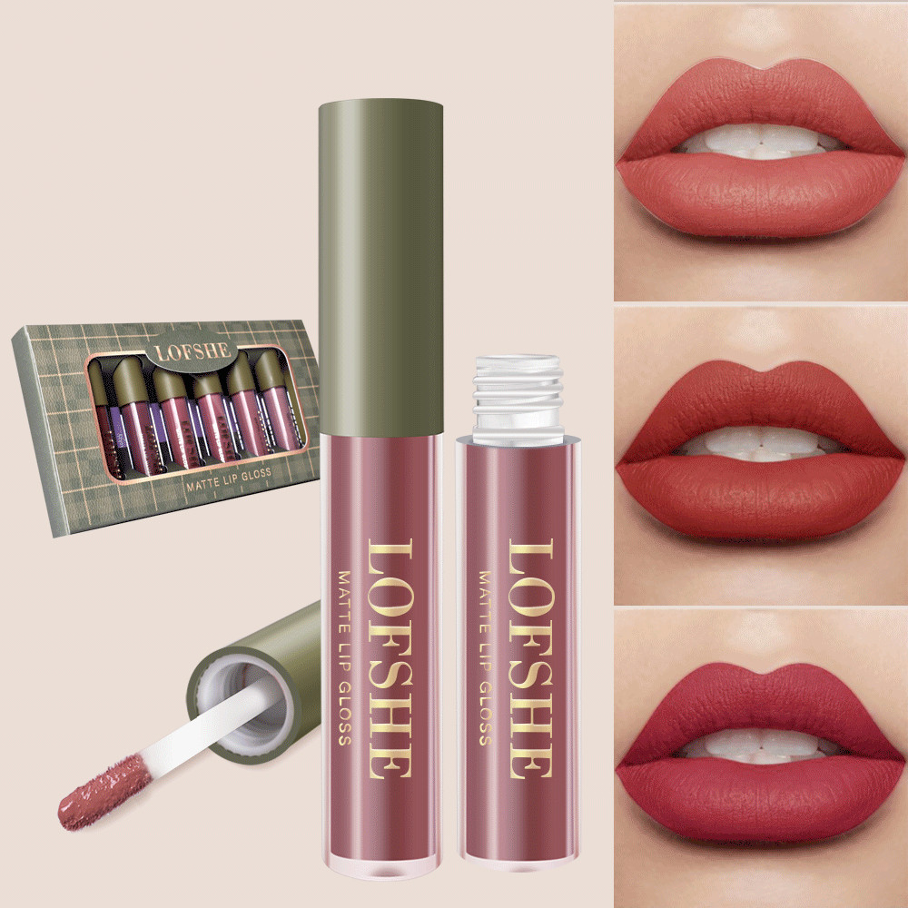 6 Colors Nonstick Cup Earth Matte Lipstick Glaze (3)