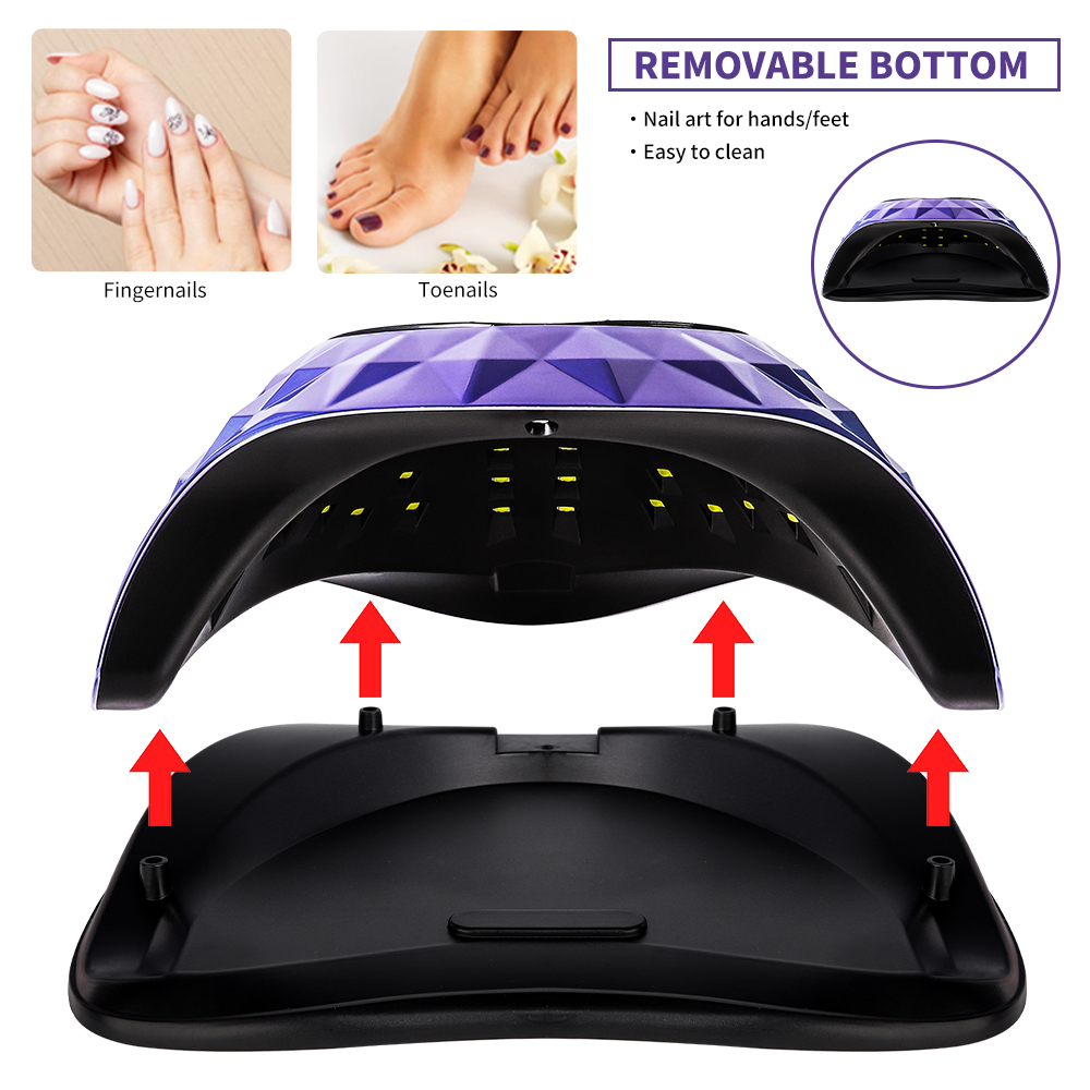 Nail Lamp, Nail Lamp Nail Dryer For All Gel Polish Fast Curing With 4 Timers Removable Base Large Space Automatic Nails Equipment 8