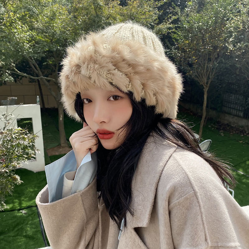 Women's Wool Fur Splicing Fisherman's Hat