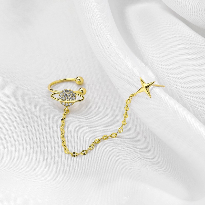 Fashion Copper Inlaid Zircon Planet Earrings