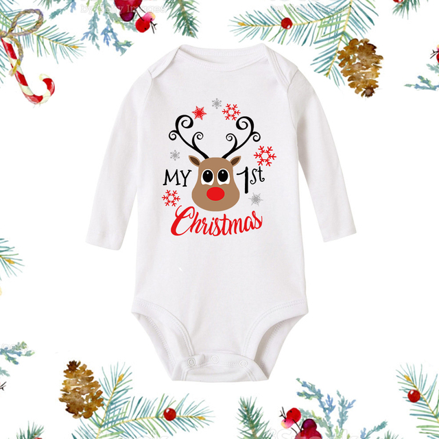 Christmas Newborn Baby White Long Sleeve Jumpsuit — foto 17
