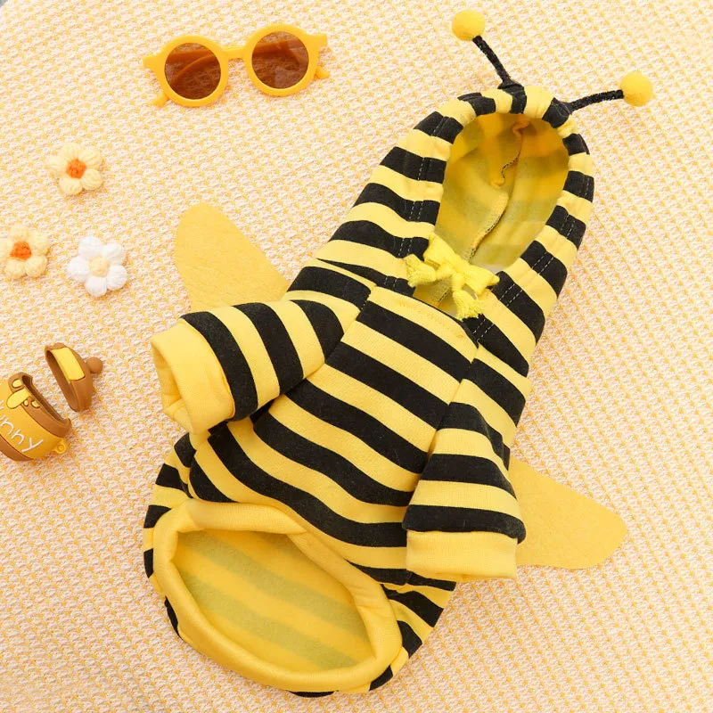 Autumn And Winter Fleece Cartoon Two-legged Clothes Than The Bear Method - Twolegged Hooded Bee