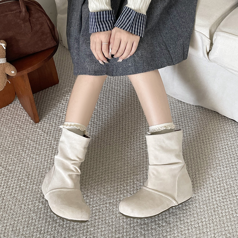 Suede Ankle Boots with Bow
