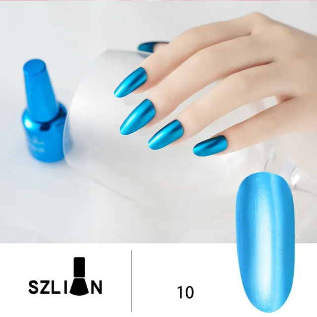 Metallic Silver Lasting Non Peelable Mirror Nail Polish Blue - Shop at LoveMi