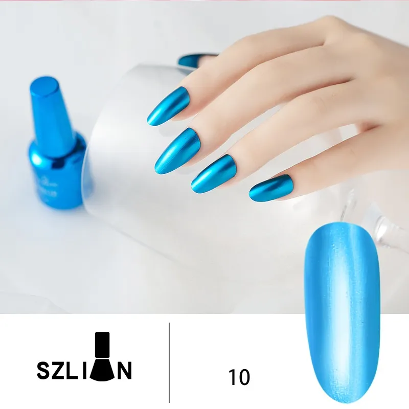 Metallic Silver Lasting Non-Peelable Mirror Nail Polish - Blue