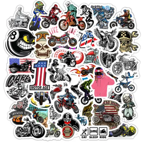 50 Motorcycle Character Graffiti Stickers Waterproof Removable Luggage Skateboard