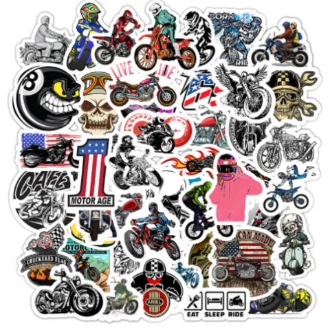 50 Motorcycle Character Graffiti Stickers Waterproof Removable Luggage Skateboard