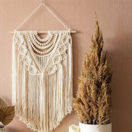 Hand-woven Diamond Wooden Bead Tapestry - Image 9