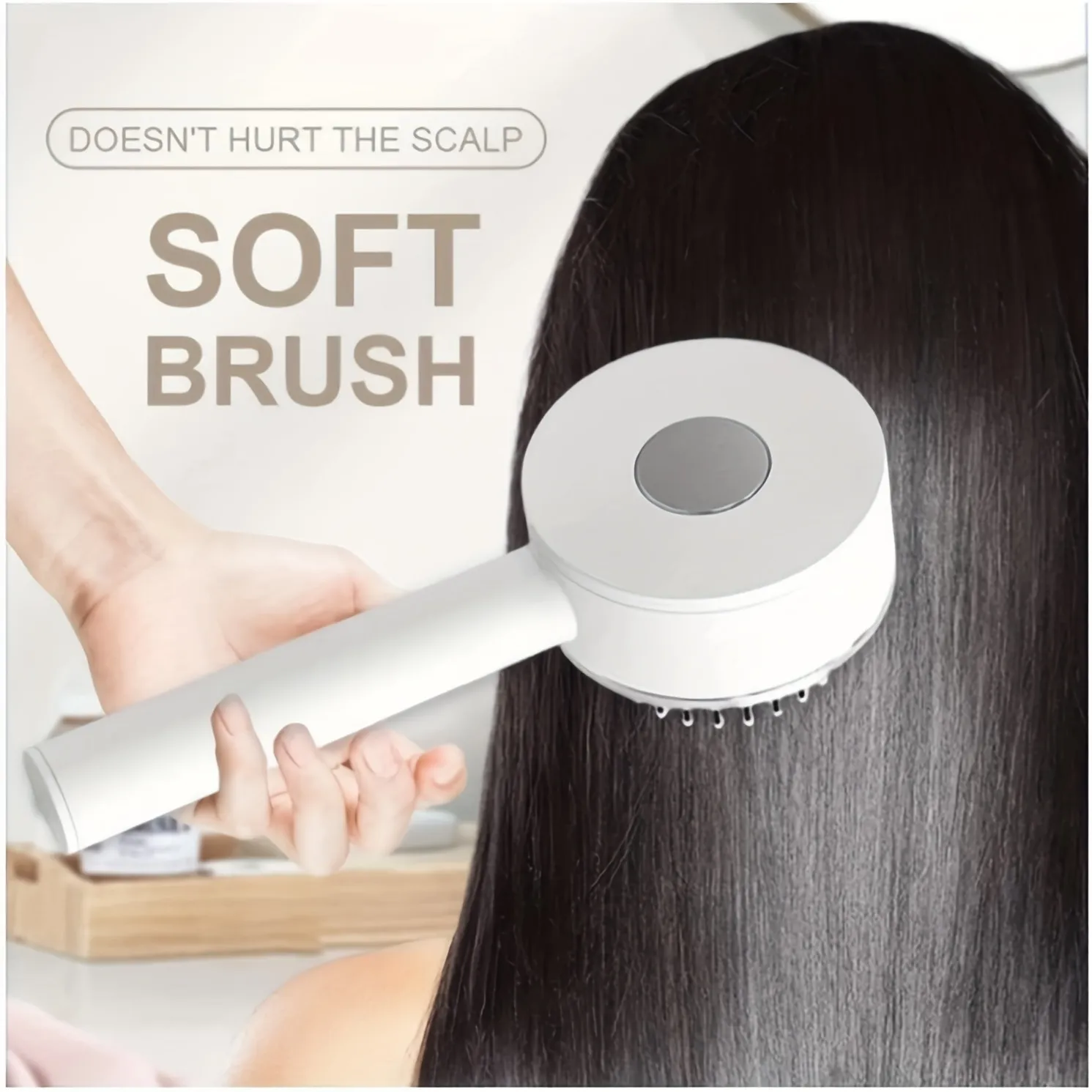 One-key Self-cleaning Hair Brush For Women Curly Hair Brush Anti-Static Airbag Massage Comb Airbag Massage Scalp Comb Professional Detangling One-key Self-cleaning – image 3