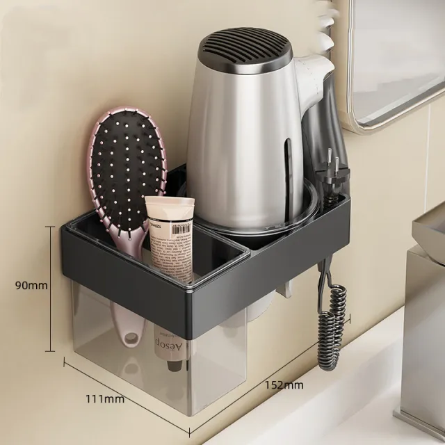 Punch free Wall Hanging Bathroom Toilet Hair Dryer Rack Bracket Black - Shop at LoveMi