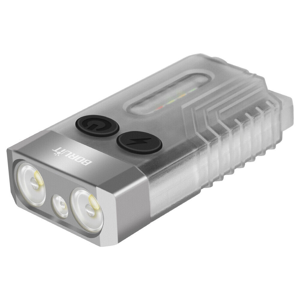 BORUiT V10 LED Keychain EDC Flashlight USB Rechargeable Magnetic Torch Work Lamp