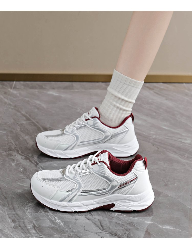 Women's Retro Color Block Chunky Sneakers, Breathable Mesh Casual Shoes