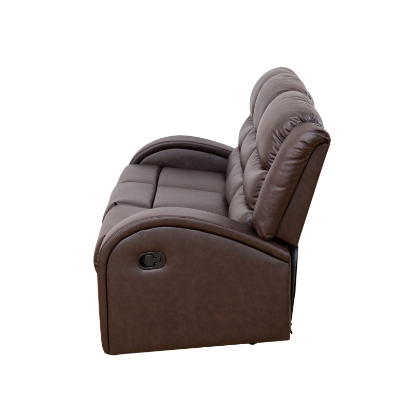 Pickup Only--Brown Faux Synthetic Leather 3-Piece Couch Living Room Sofa Set