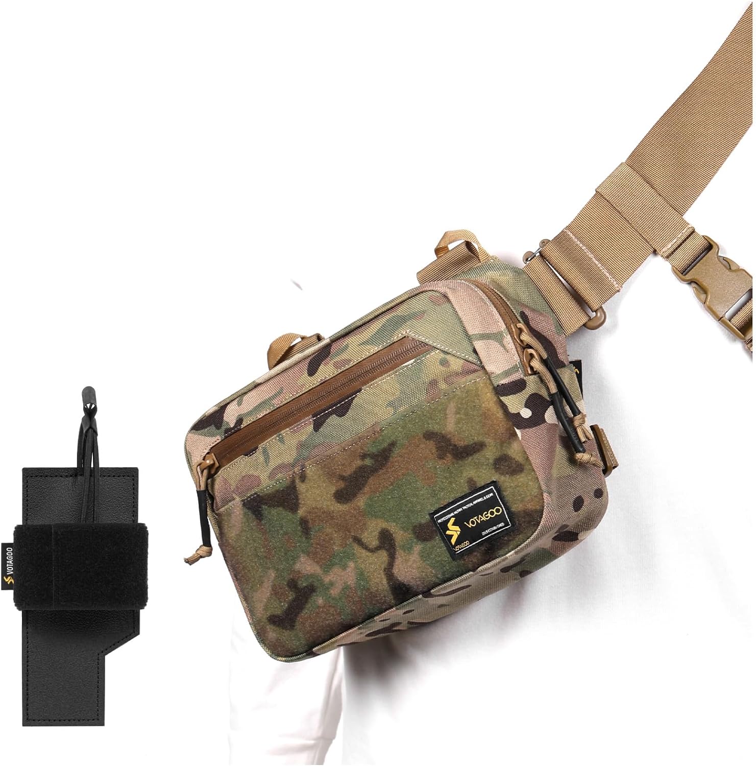 Tactical EDC Waist Bag for Outdoor Activities. Premium materials - The VOTAGOO combat fanny pack is well-made from water-resistant 1000D nylon and featuring a robust reinforced buckle. This rugged and durable design ensures optimal protection and reliabil