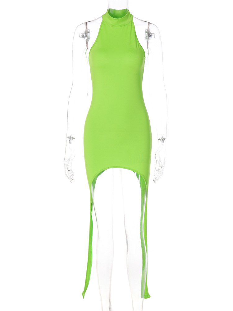 Round Neck Sleeveless Slim Fit High Waist Dress