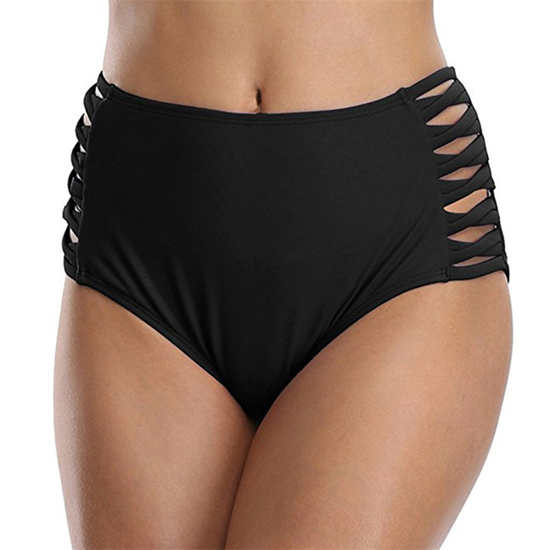 Hollow Solid Color Women's Swimming Trunks Black - Shop at LoveMi