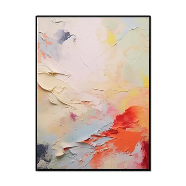 Coral Red White Yellow Handmade Oil Painting Canvas Wall Art Decoration Hand Painted Modern Colorful Abstract Acrylic Artwork For Living Room Home ... Without Inner Frame - Shop at LoveMi