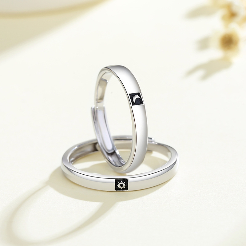 Title 3, Bague de couple classique en argent sterling av...