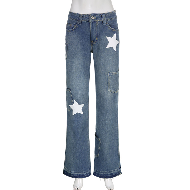 Title 8, Jeans asimétricos con estampado de estrellas re...