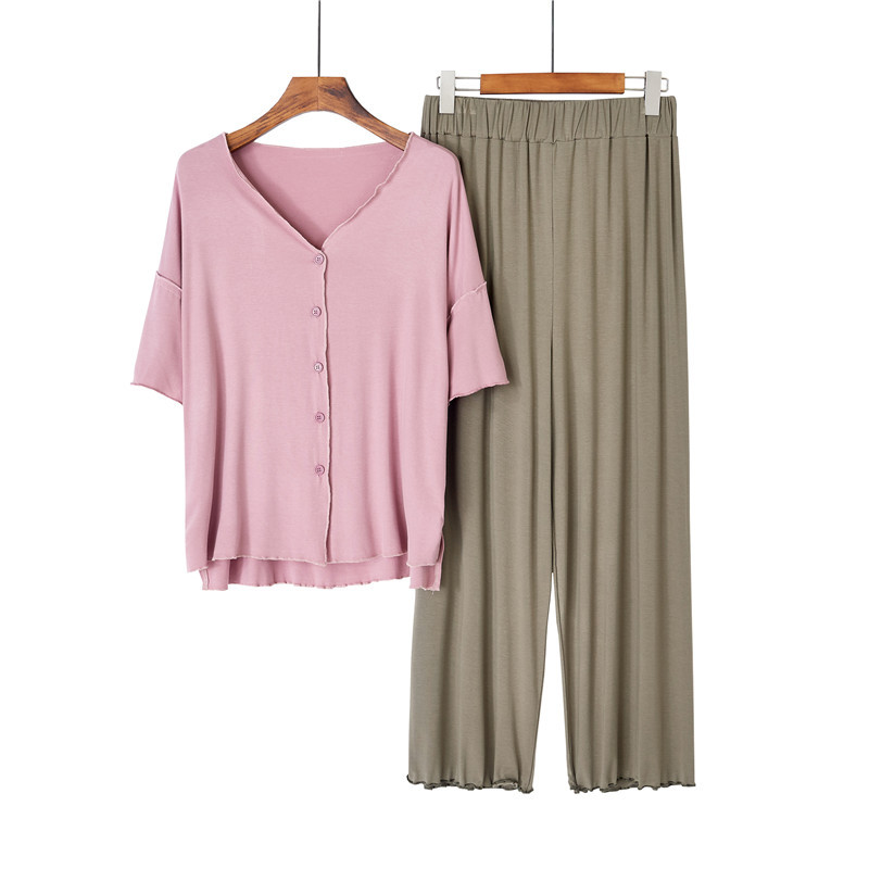 Title 7, Ladies Pajamas Modal Thin Wood Ear Threaded Sim...