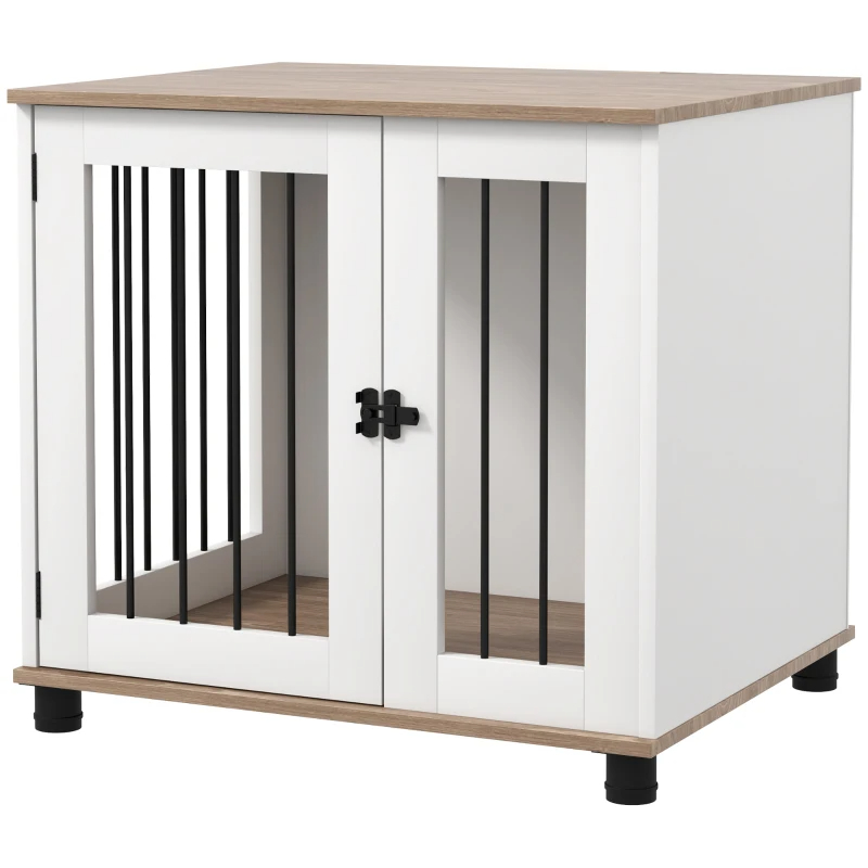 Dog Kennel Furniture Side End Table Indoor With Lockable Door, For Small And Medium Dogs, Walnut Brown