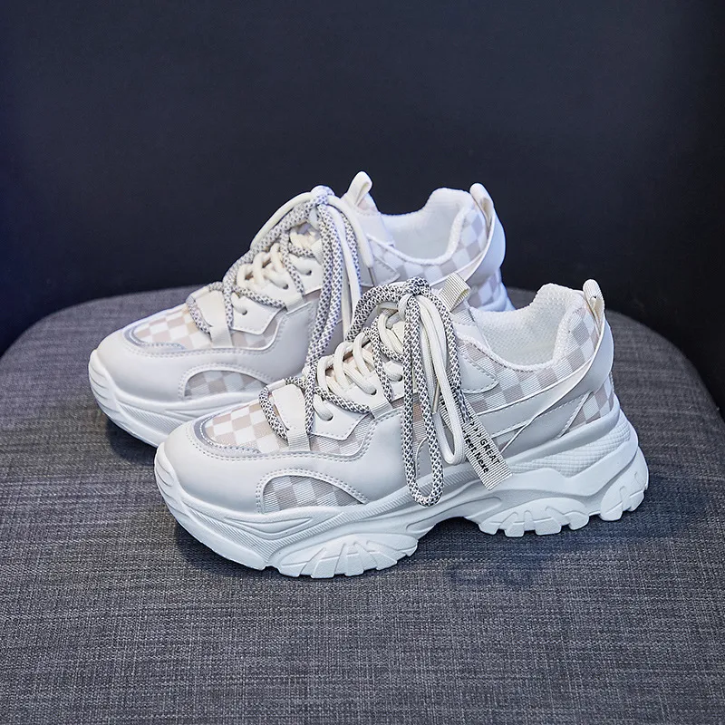 Women's Summer New Fashion Running Shoes Thick Sole Casual Sneakers - Milk Tea-36
