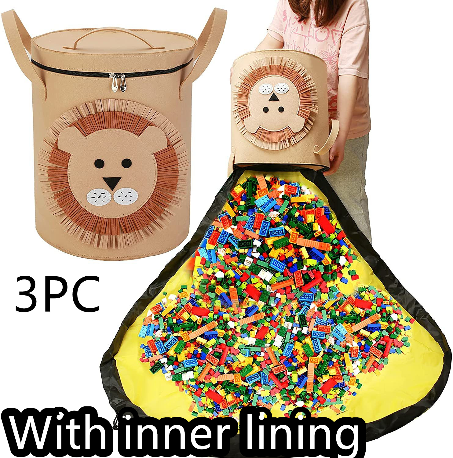 Felt Storage Bag Toy Play Mat 2 In 1 Pull Rope — foto 19