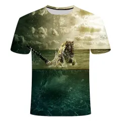 3D Fish Series Printed Men's And Women's Short Sleeves - 3Color - View 1