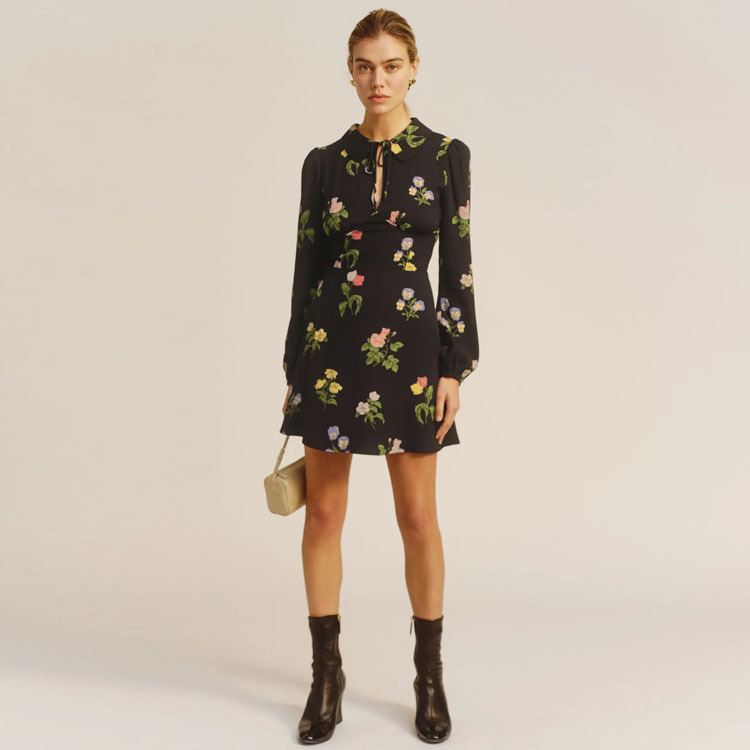 Title 4, French Vintage Print Long Sleeve Dress