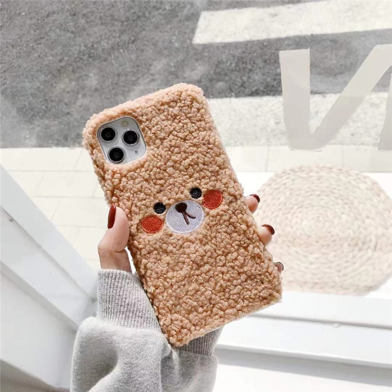 Embroidered Plush Blush Bear Phone Case Suitable For - Image 2