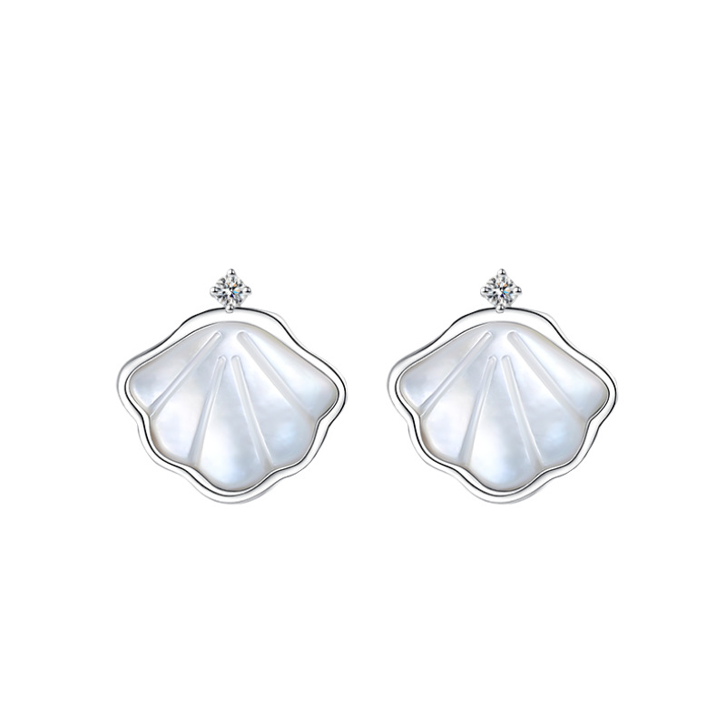 S925 Sterling Silver One Shell Earrings Women