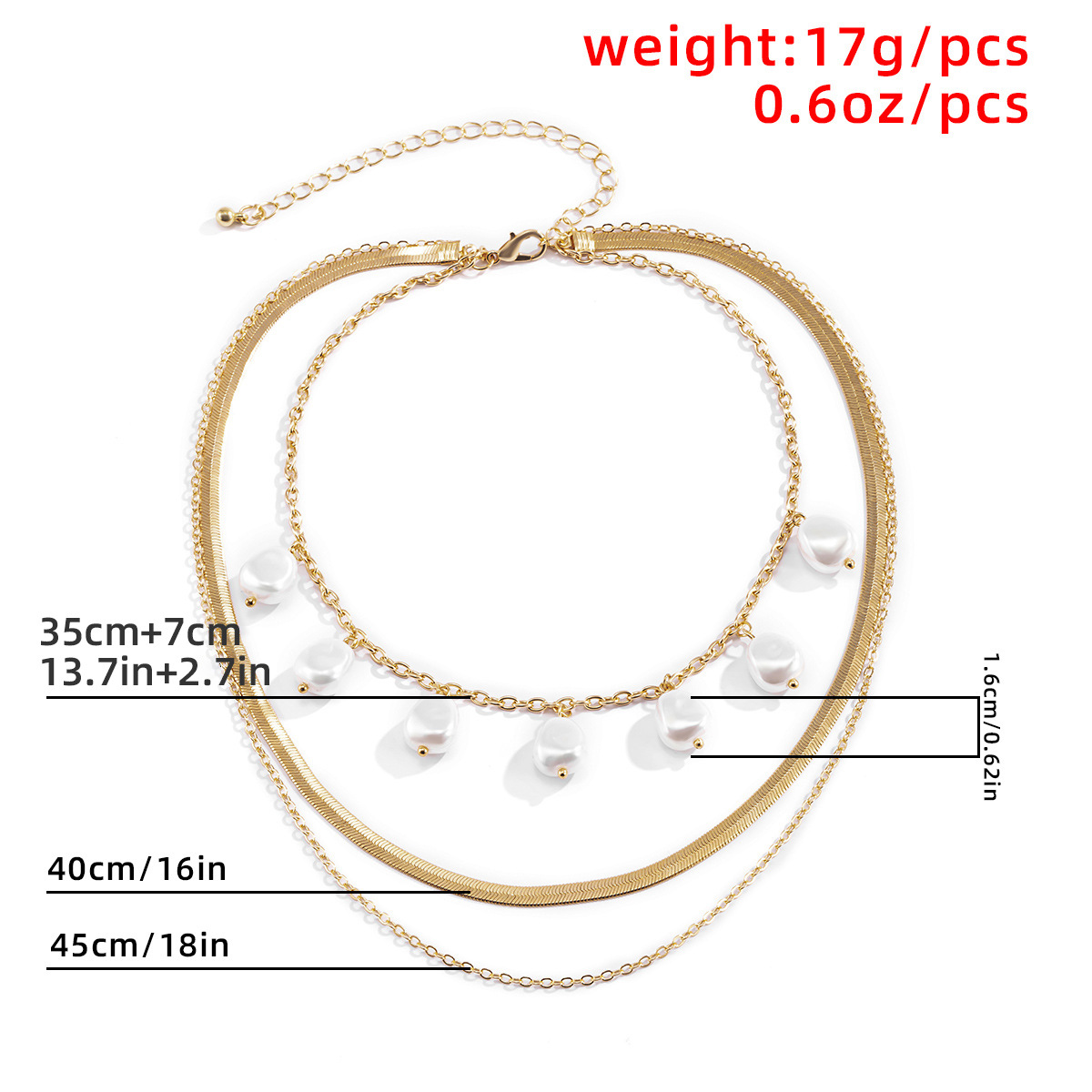 Baroque Vintage Imitation Pearl Tassel Water Wave Chain Necklace