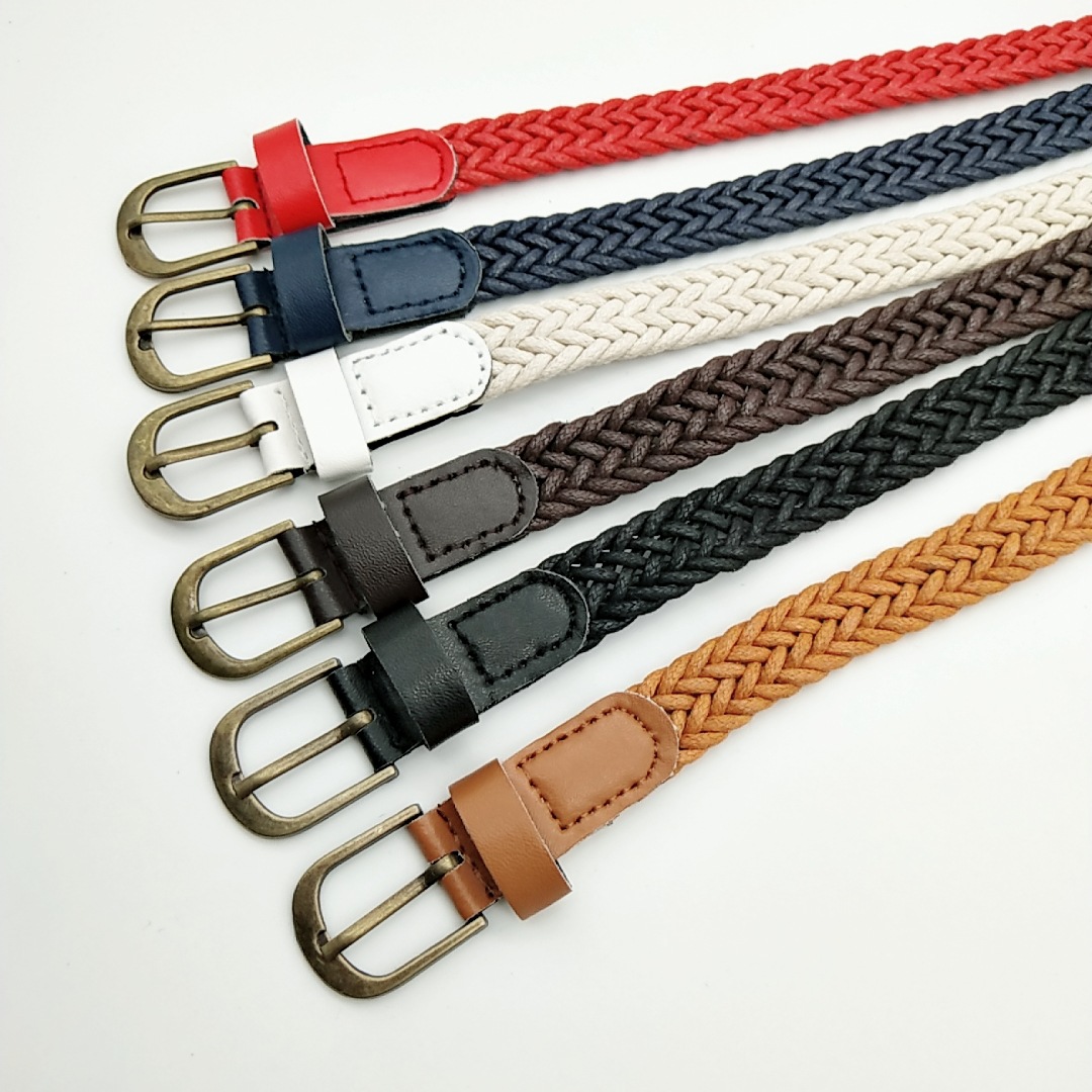Vintage Style Alloy Pin Buckle Wax Rope Braided Belt