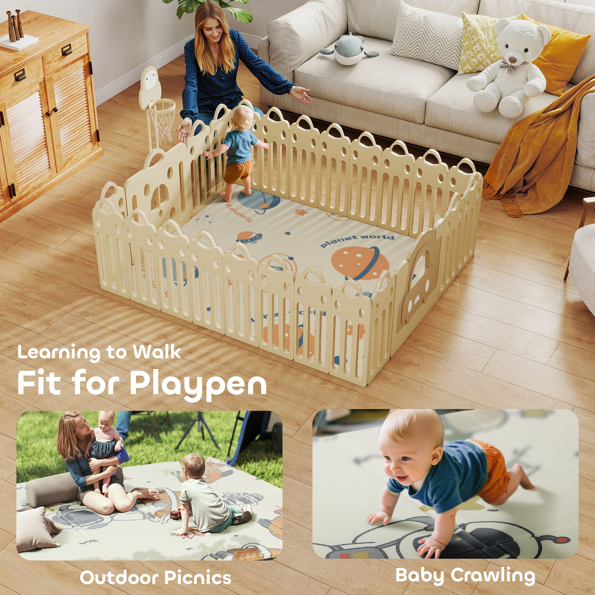 Dinosaur Themed Baby Placemat, Double-sided, Foldable, Waterproof, Suitable — image 2