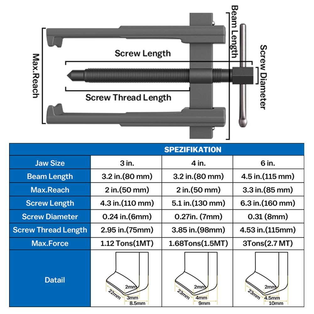 2 Jaw Gear Puller Extractor Bearing Hand Removal Tool 20-85mm — image 2