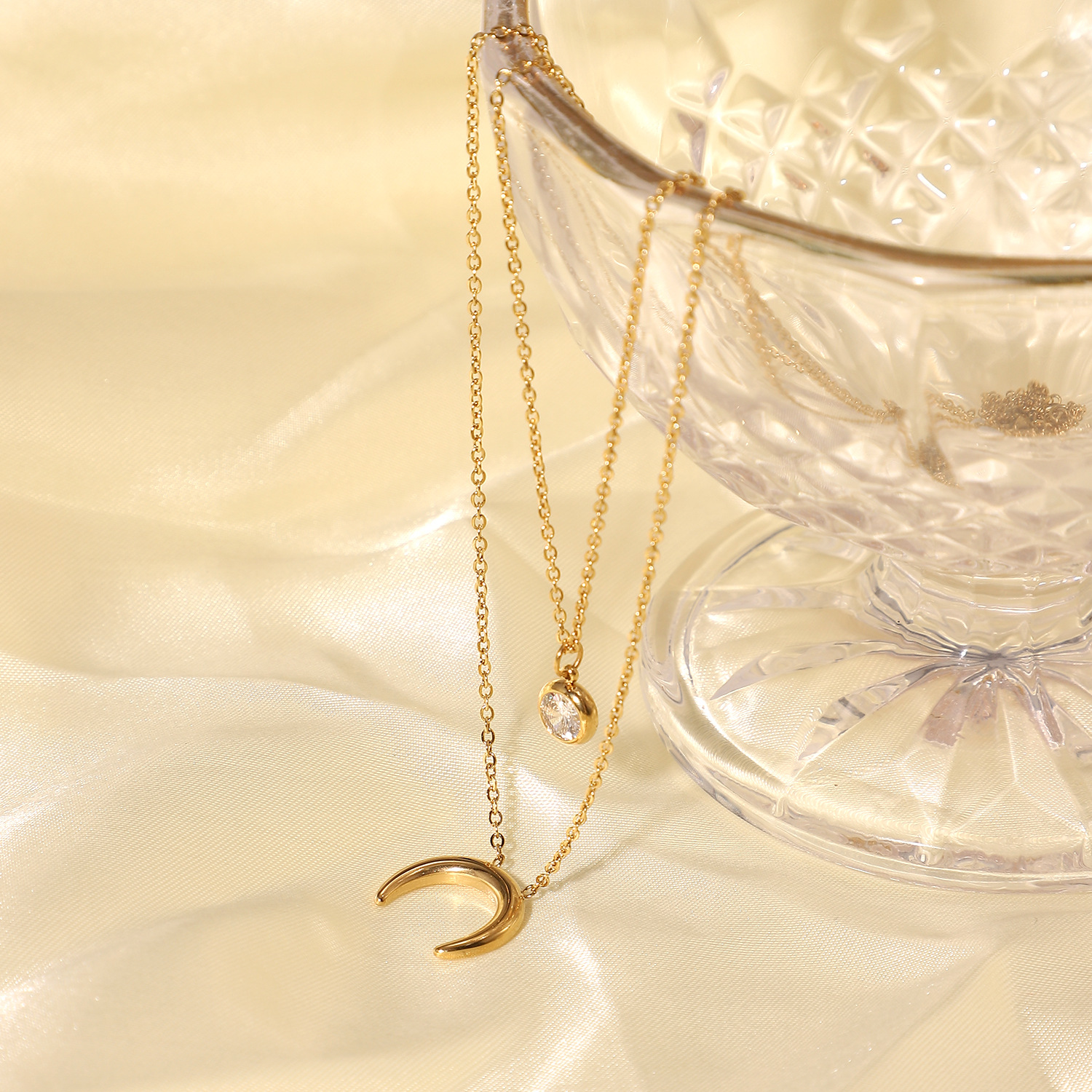 Single Zircon Double Layer Necklace
