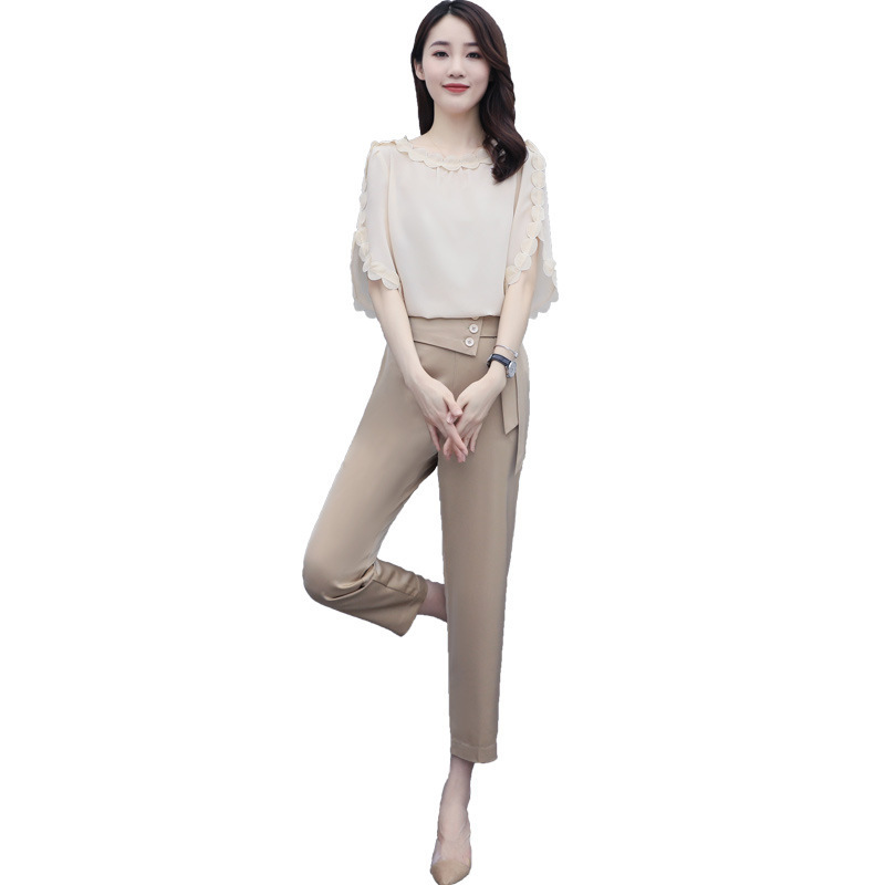 Summer Chiffon Shirt Pants Two-piece Suit Was Thin