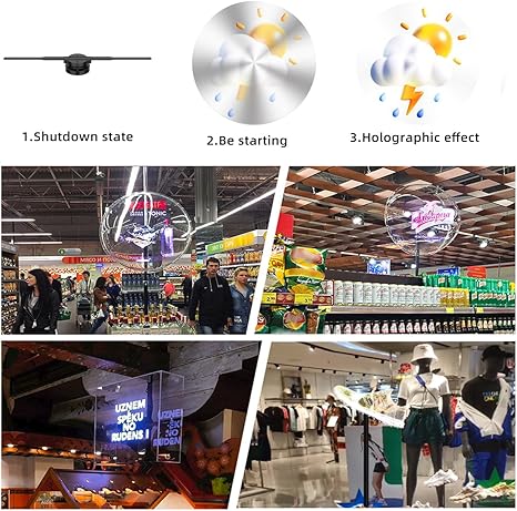 Wiilala 3D Hologram Fan 3D Circle App Hologram Advertising Display 224 Lights 16.5  WiFi Holographic LED Fan Creative Advertising Design Store Sign