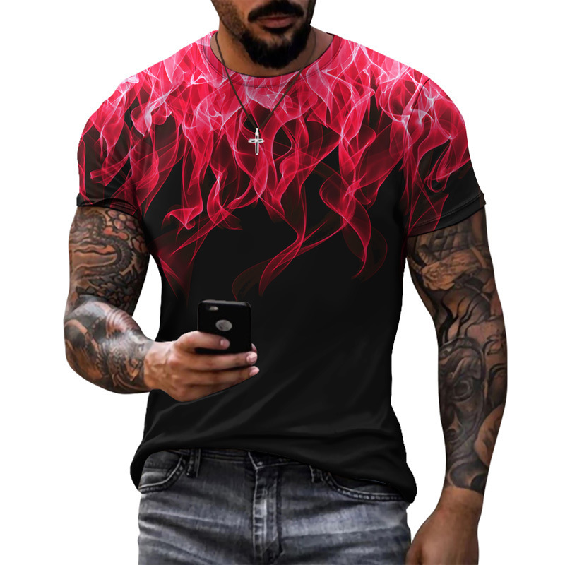 Title 6, Multicolor Flame Gradient Mens Running T-Shirt