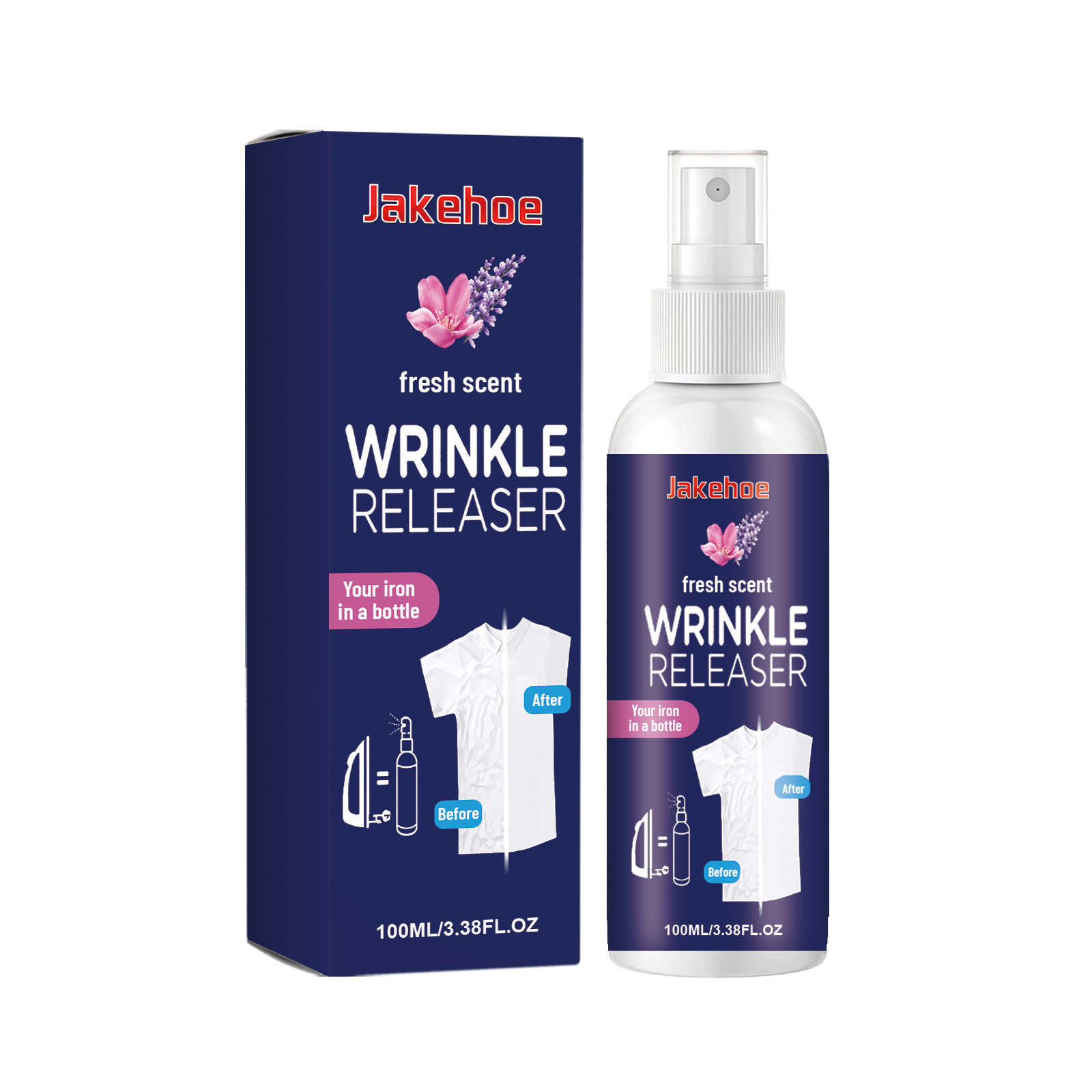 JAKEHOE Wrinkle-Removing Spray - Iron-Free, Smoothes Wrinkles, Portable Daily Clothing Care Spray