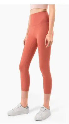 New Fitness Yoga No T line Nude High waist Beautiful Buttocks Cropped Coral Red - Shop at LoveMi