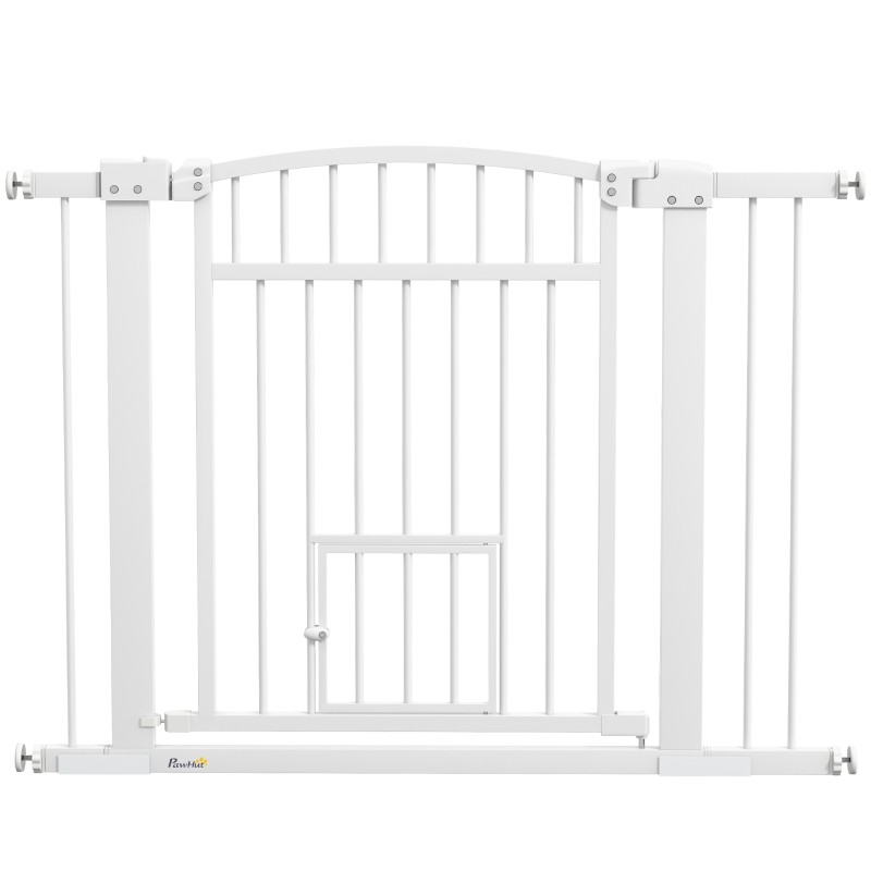 Extra Wide Walk Through Dog Gate W Cat Door, 3-Inch & 5.5-Inch Extension Kits