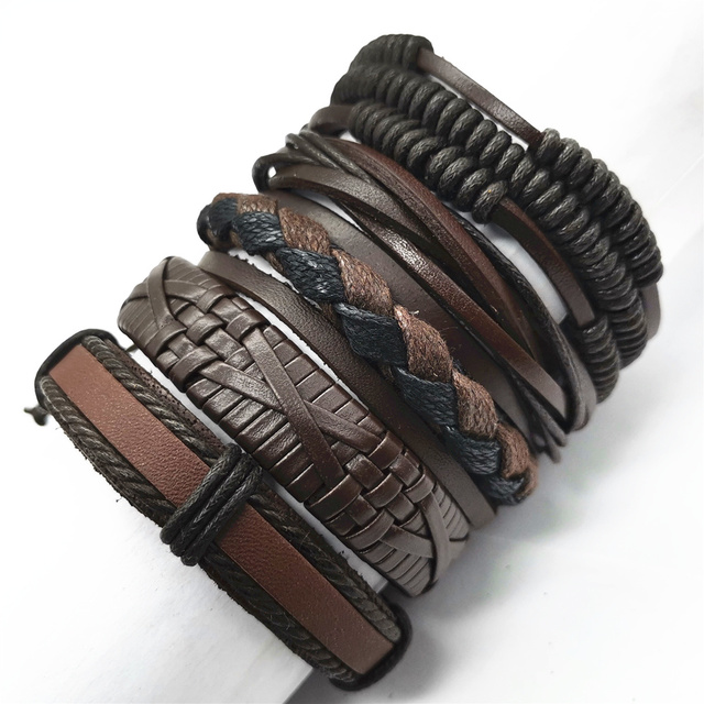 Title 3, Schwarzes Feder-Herrenarmband, 5-teiliges Set