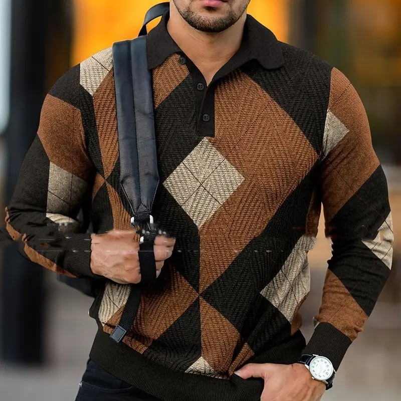 Casual Lapel Pullover Digital Printing for Men