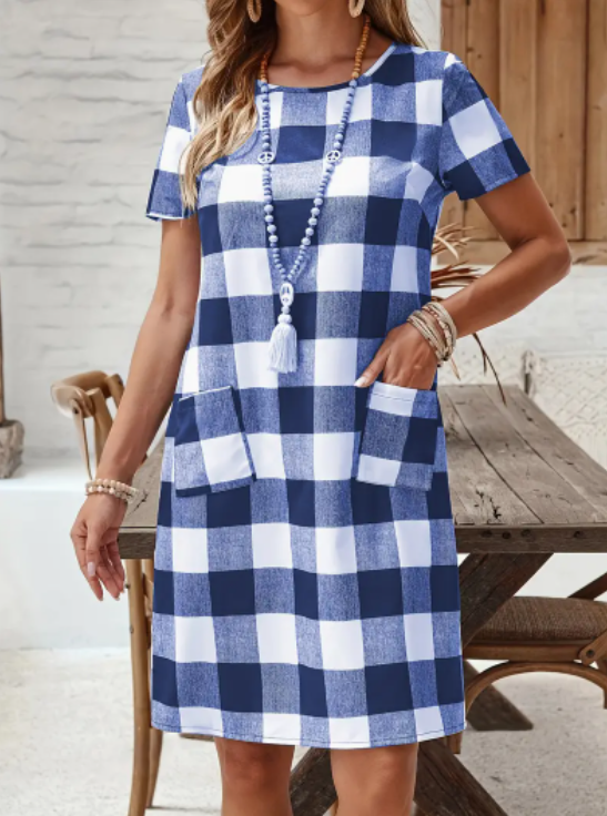 Elegant Plaid Midi Tent Dress