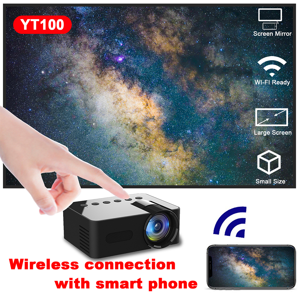 YT100 Home Mini Portable Projector USB Power Supply HD Home Small Wireless Same Screen Phone Projection — foto 8