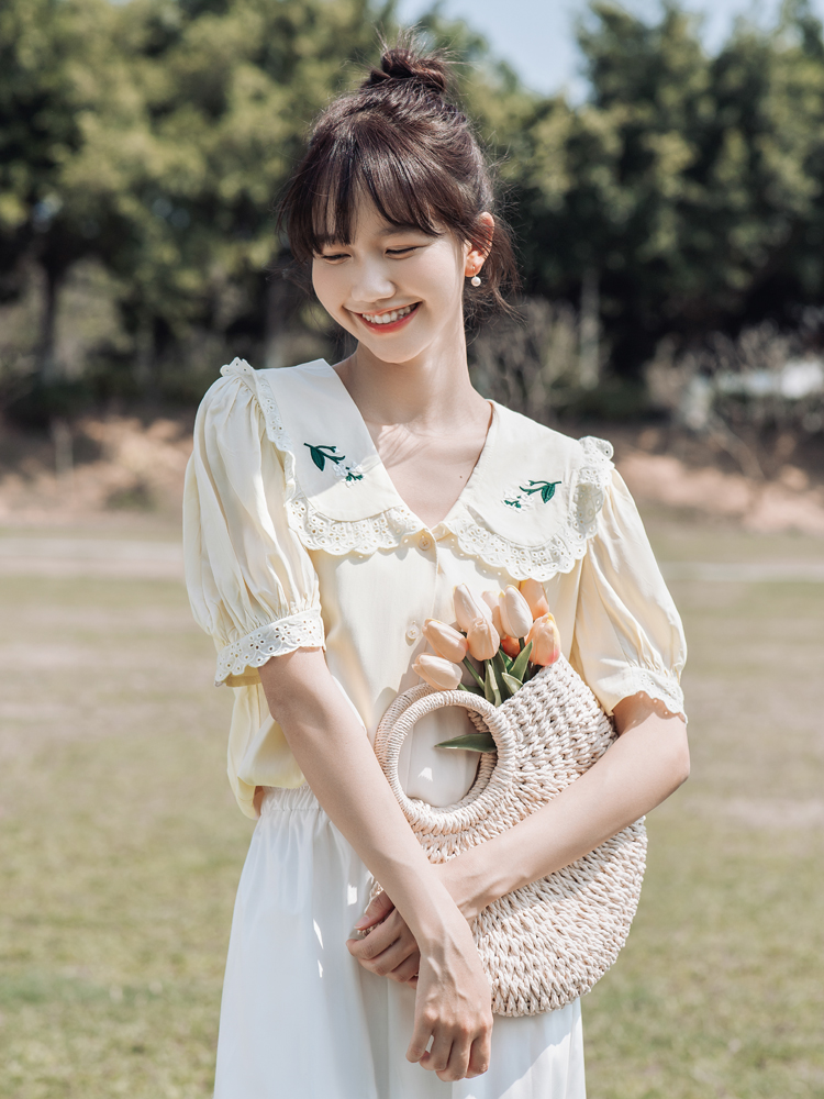 Women's Short Sleeve French Chic Sweet Shirt