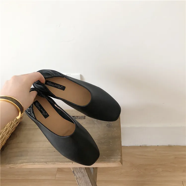 Flat-bottomed Loafers Wear Two Shoes And One Pedal - Black