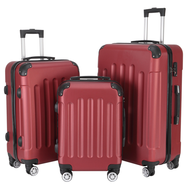 3-in-1 Swivel Wheel With Handle, 4 Corner Protectors, Trolley Box, 20in 24in 28in, ABS Aluminum Alloy Trolley, Classic Color - Burgundy — foto 2