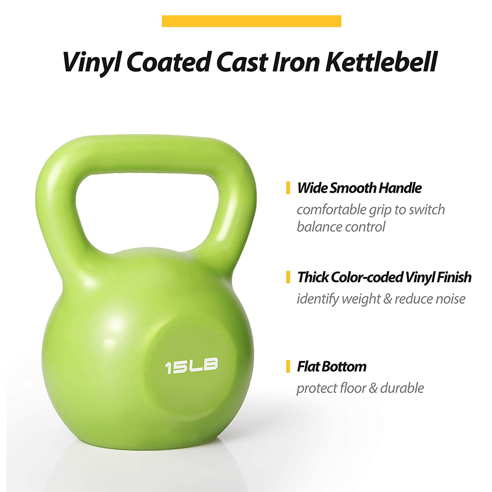 15lbs Kettlebell Set, Strength Training Kettlebells Weight Set For Women, Vinyl Coated Kettle Bell For Home Gym Workout Weight Lifting Equipment, Comfortable Grip Wide Handle Weights — foto 4